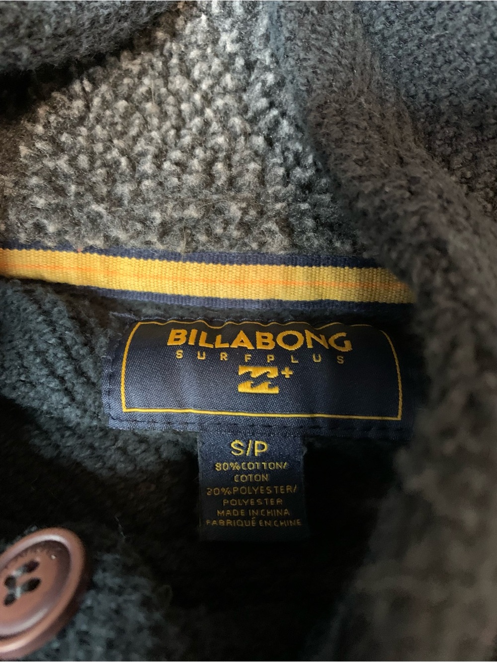 Billabong Surfplus Fleece Lined Pullover Hoodie Dark Charcoal Men's Size Small - Picture 2 of 7